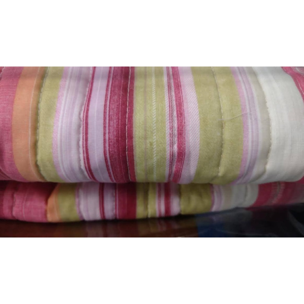 Lovely Stunning Stripes Red & Pink Reversible Quilted Coverlet Bedspread Set (DXJ101824)