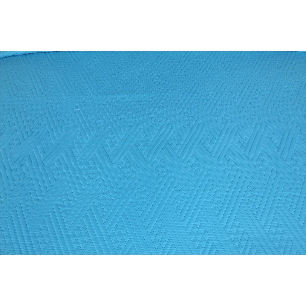 Solid Turquoise Teal Blue Thin & Lightweight Reversible Quilted Coverlet Bedspread Set (LH3000)