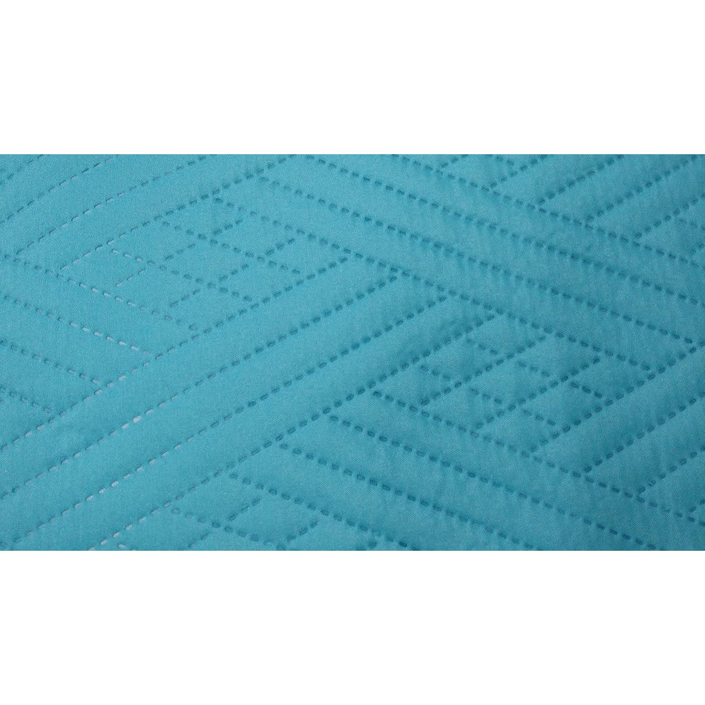 Solid Turquoise Teal Blue Thin & Lightweight Reversible Quilted Coverlet Bedspread Set (LH3000)