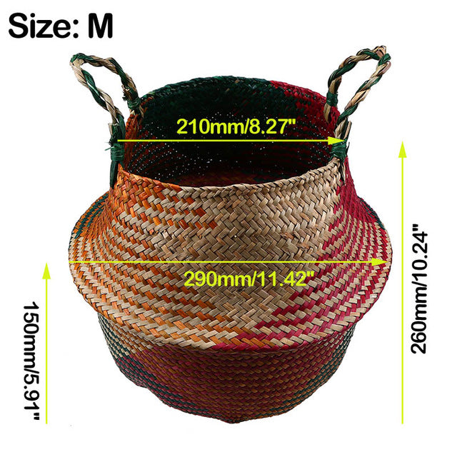 Wicker Seagrass Belly Straw Pot Planter