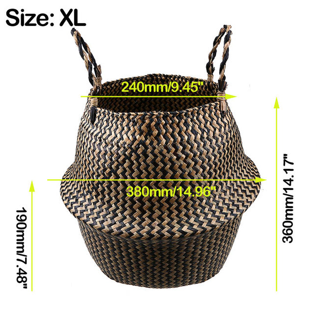 Wicker Seagrass Belly Straw Pot Planter