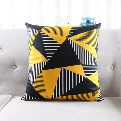 Yellow and Black Velvet Decor Accent Pillow