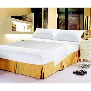 Luxury Solid Soft White Linen Flat Bed Sheet Set & Pillow Cases Sham Cover (FS098765)