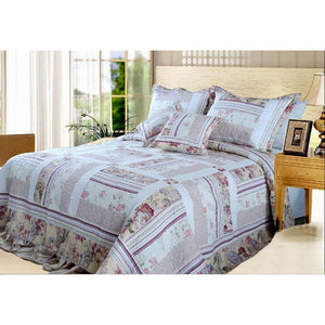 Classic Floral Blossoming Reversible Real Patchwork 100% Cotton Quilted Coverlet Bedspread Set (DXJ103112)