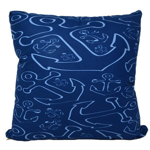 Anchor Dream Navy Pillow 16" x 16" - Faux Suede