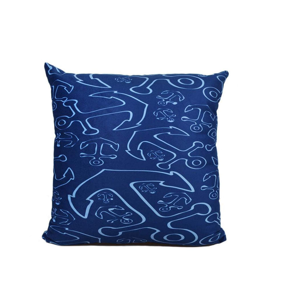 Anchor Dream Navy Pillow 16" x 16" - Faux Suede