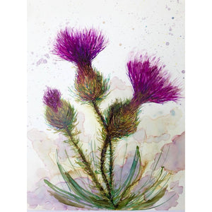 "Three Thistles" Alcohol ink Painting