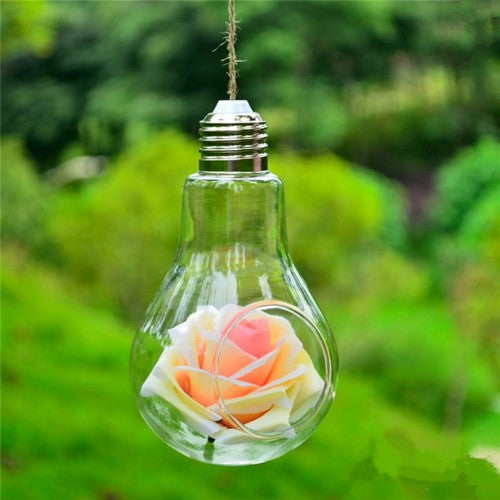 Clear Bulb Shape Glass Hanging Vase