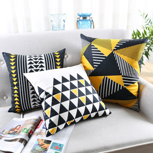 Yellow and Black Velvet Decor Accent Pillow