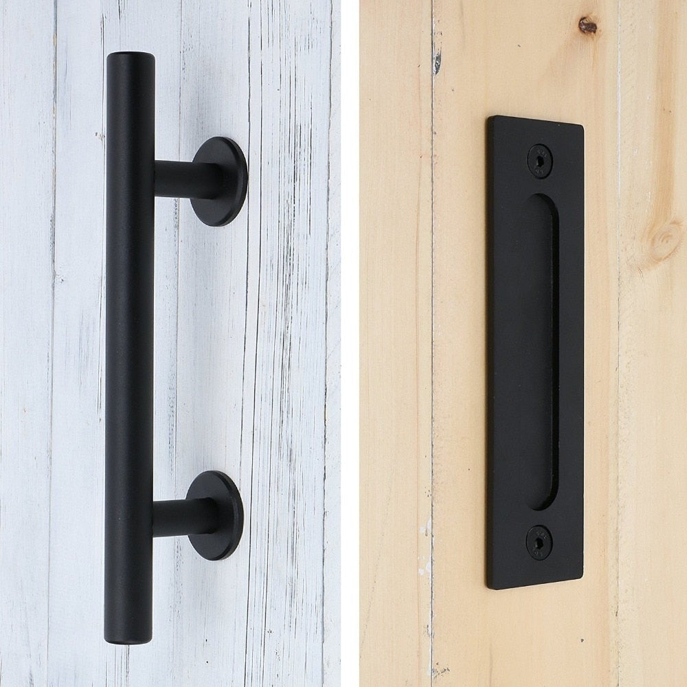 modern stainless steel and black interior sliding Door Barn door handle